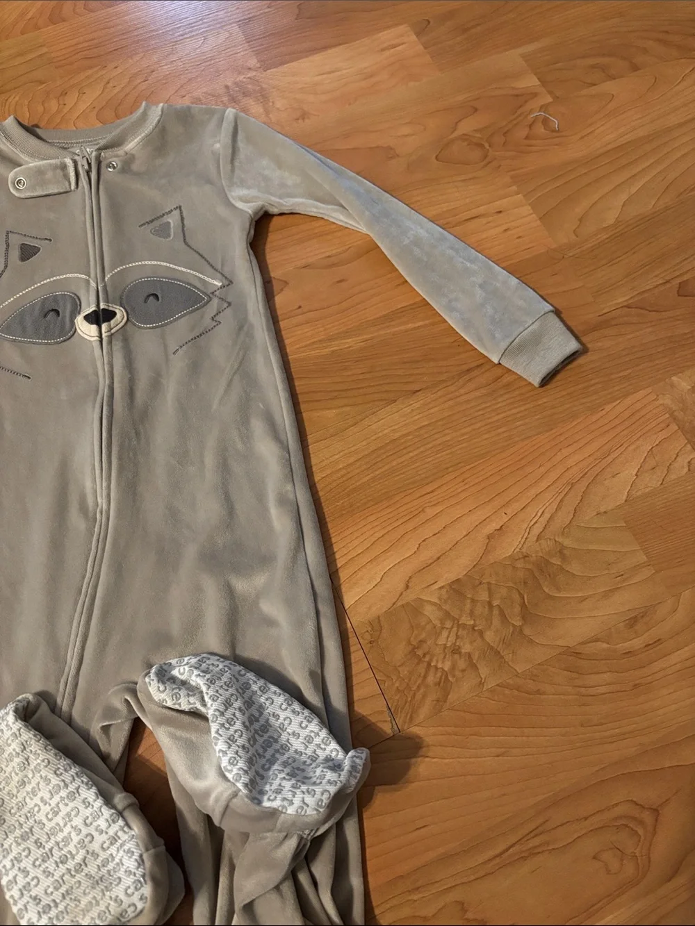 Carter's Grey Raccoon Fleece One-Piece Footed Pajamas